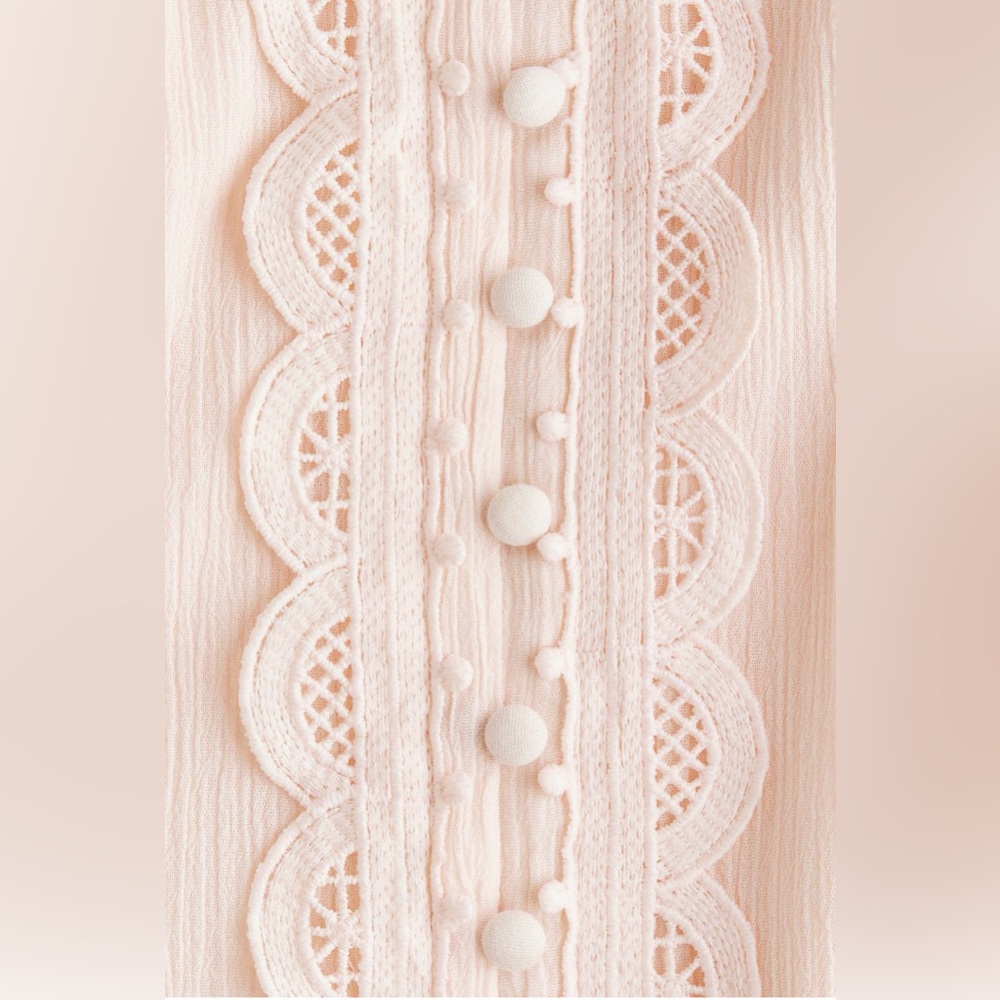 LIGHT PINK LACE-DETAIL COTTON DRESS - Picture 7 of 8